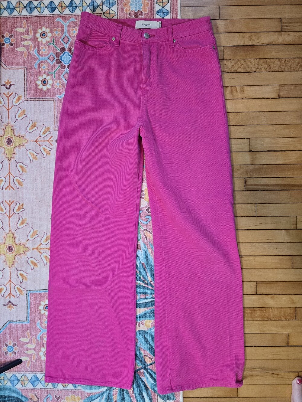 Anthropologie DailyJud Pink High Rise Wide Leg Jeans Size 27